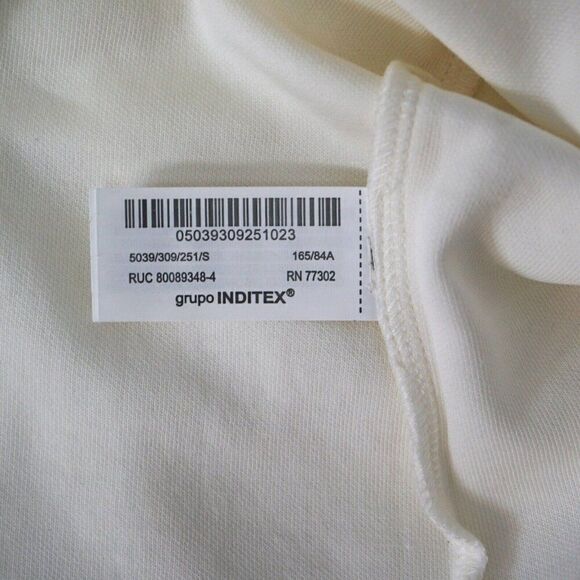 Zara Oversized T-Shirt Size Small Off White Shoulder Pads Short Sleeve Cropped - Picture 8 of 10